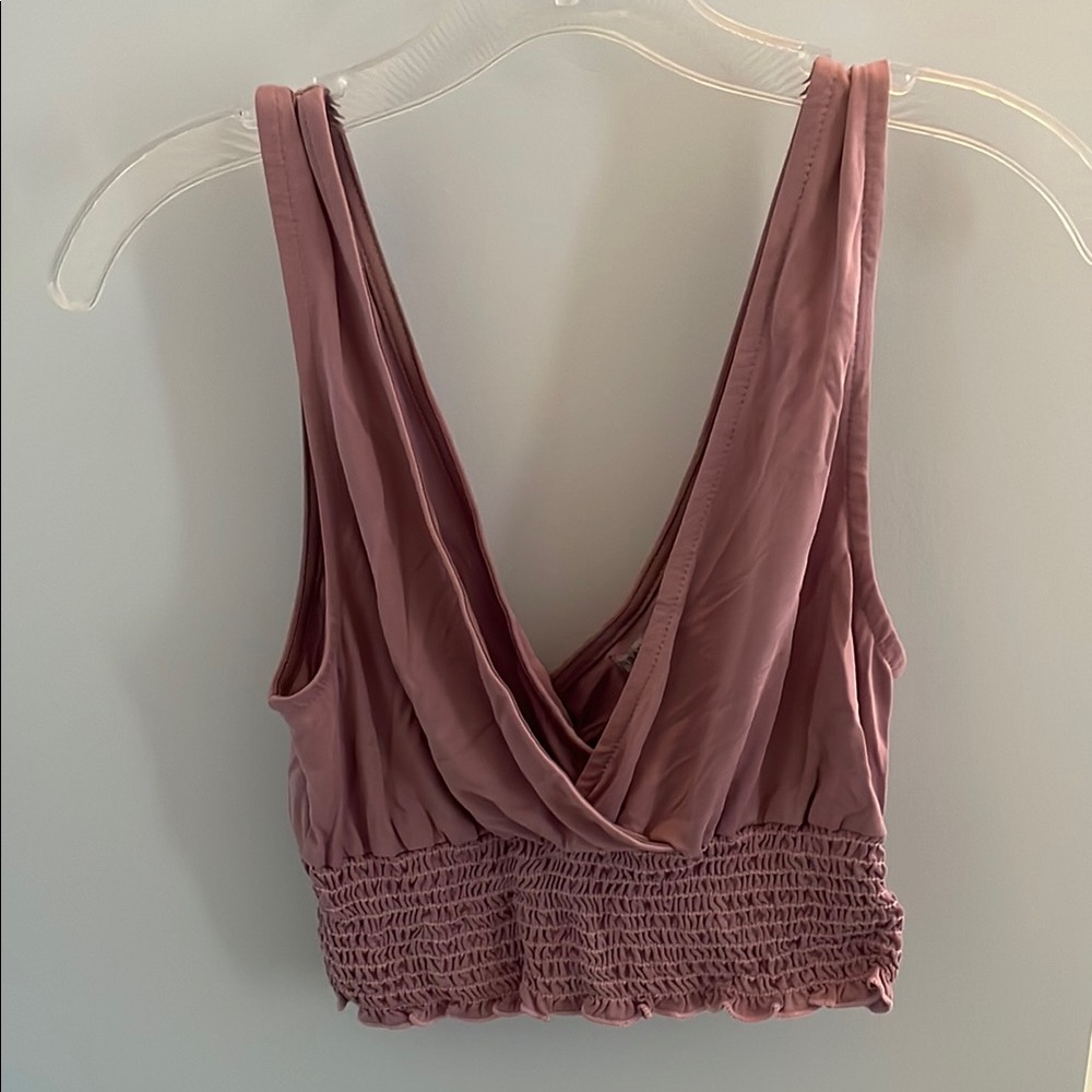 UO Pink V Draped Crop Top